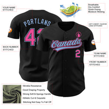 Load image into Gallery viewer, Custom Black Pink-Light Blue Authentic Baseball Jersey
