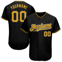 Load image into Gallery viewer, Custom Black Gold-White Authentic Baseball Jersey