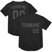 Load image into Gallery viewer, Custom Black Steel Gray Mesh Authentic Throwback Baseball Jersey