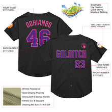 Load image into Gallery viewer, Custom Black Purple-Pink Mesh Authentic Throwback Baseball Jersey