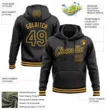 Load image into Gallery viewer, Custom Stitched Black Gold Sports Pullover Sweatshirt Hoodie
