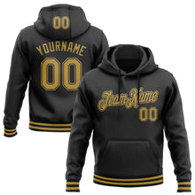 Load image into Gallery viewer, Custom Stitched Black Old Gold Sports Pullover Sweatshirt Hoodie