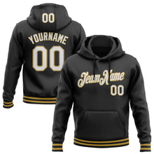 Load image into Gallery viewer, Custom Stitched Black White-Old Gold Sports Pullover Sweatshirt Hoodie