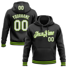 Load image into Gallery viewer, Custom Stitched Black White-Neon Green Sports Pullover Sweatshirt Hoodie