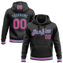 Load image into Gallery viewer, Custom Stitched Black Pink-Light Blue Sports Pullover Sweatshirt Hoodie