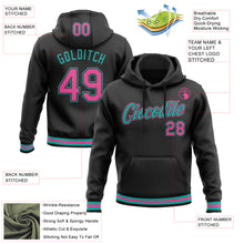 Load image into Gallery viewer, Custom Stitched Black Pink-Aqua Sports Pullover Sweatshirt Hoodie