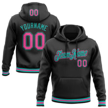 Load image into Gallery viewer, Custom Stitched Black Pink-Aqua Sports Pullover Sweatshirt Hoodie