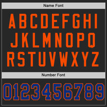 Load image into Gallery viewer, Custom Black Royal-Orange Mesh Authentic Throwback Football Jersey