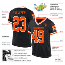 Load image into Gallery viewer, Custom Black Orange-White Mesh Authentic Throwback Football Jersey