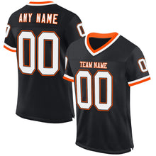 Load image into Gallery viewer, Custom Black White-Orange Mesh Authentic Throwback Football Jersey