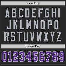 Load image into Gallery viewer, Custom Black Purple-Gray Mesh Authentic Throwback Football Jersey