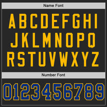 Load image into Gallery viewer, Custom Black Royal-Gold Mesh Authentic Throwback Football Jersey