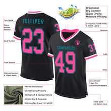 Load image into Gallery viewer, Custom Black Pink-Teal Mesh Authentic Throwback Football Jersey