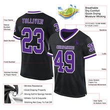 Load image into Gallery viewer, Custom Black Purple-White Mesh Authentic Throwback Football Jersey