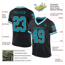 Load image into Gallery viewer, Custom Black Teal-White Mesh Authentic Throwback Football Jersey