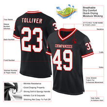 Load image into Gallery viewer, Custom Black White-Red Mesh Authentic Throwback Football Jersey