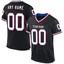 Load image into Gallery viewer, Custom Black Royal-Red Mesh Authentic Throwback Football Jersey