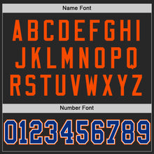 Load image into Gallery viewer, Custom Black Royal-Orange Mesh Authentic Throwback Football Jersey