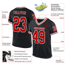 Load image into Gallery viewer, Custom Black Red-White Mesh Authentic Throwback Football Jersey