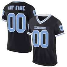 Load image into Gallery viewer, Custom Black Light Blue-White Mesh Authentic Throwback Football Jersey