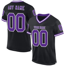 Load image into Gallery viewer, Custom Black Purple-White Mesh Authentic Throwback Football Jersey