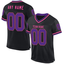 Load image into Gallery viewer, Custom Black Purple-Pink Mesh Authentic Throwback Football Jersey