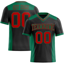 Load image into Gallery viewer, Custom Black Red-Kelly Green Authentic Football Jersey