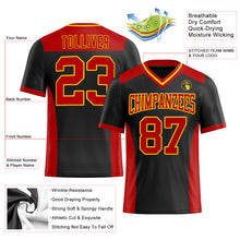 Load image into Gallery viewer, Custom Black Red-Yellow Authentic Football Jersey
