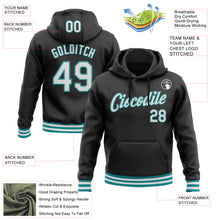 Load image into Gallery viewer, Custom Stitched Black White-Teal Sports Pullover Sweatshirt Hoodie