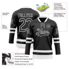 Load image into Gallery viewer, Custom Black White Hockey Lace Neck Jersey