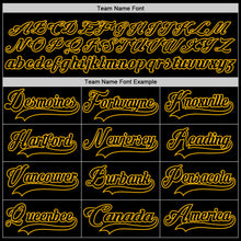 Load image into Gallery viewer, Custom Black Gold Hockey Lace Neck Jersey