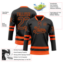 Load image into Gallery viewer, Custom Black Orange Hockey Lace Neck Jersey