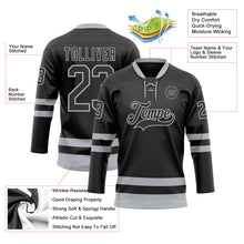 Load image into Gallery viewer, Custom Black Gray Hockey Lace Neck Jersey