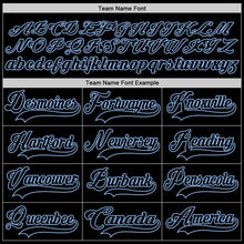 Load image into Gallery viewer, Custom Black Light Blue Hockey Lace Neck Jersey