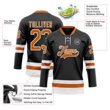 Load image into Gallery viewer, Custom Black Texas Orange-White Hockey Lace Neck Jersey