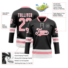 Load image into Gallery viewer, Custom Black Medium Pink-White Hockey Lace Neck Jersey