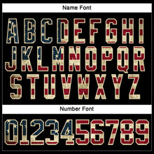 Load image into Gallery viewer, Custom Black Vintage USA Flag Cream-Crimson Hockey Lace Neck Jersey