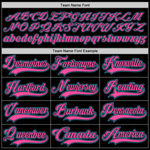 Load image into Gallery viewer, Custom Black Pink-Sky Blue Hockey Lace Neck Jersey