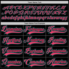 Load image into Gallery viewer, Custom Black Neon Pink-Aqua Hockey Lace Neck Jersey