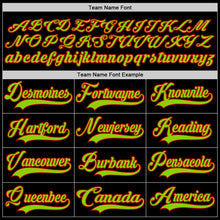 Load image into Gallery viewer, Custom Black Neon Green-Red Hockey Lace Neck Jersey