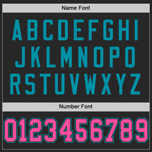Load image into Gallery viewer, Custom Black Pink-Teal Mesh Authentic Throwback Football Jersey