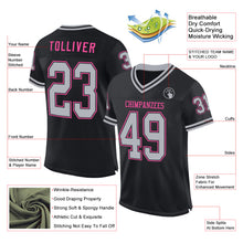Load image into Gallery viewer, Custom Black Gray-Pink Mesh Authentic Throwback Football Jersey