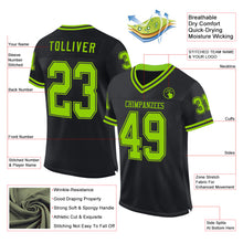 Load image into Gallery viewer, Custom Black Neon Green Mesh Authentic Throwback Football Jersey