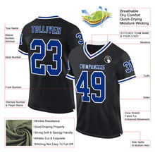 Load image into Gallery viewer, Custom Black Royal-White Mesh Authentic Throwback Football Jersey