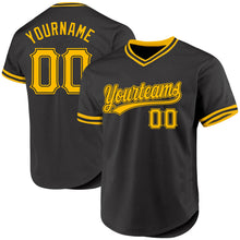 Load image into Gallery viewer, Custom Black Gold Authentic Throwback Baseball Jersey