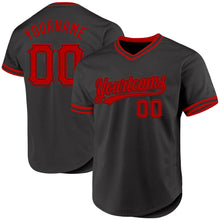 Load image into Gallery viewer, Custom Black Red Authentic Throwback Baseball Jersey