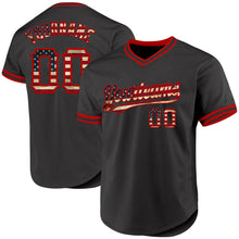 Load image into Gallery viewer, Custom Black Vintage USA Flag-Red Authentic Throwback Baseball Jersey