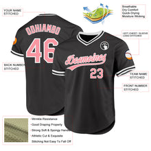 Load image into Gallery viewer, Custom Black Medium Pink-White Authentic Throwback Baseball Jersey