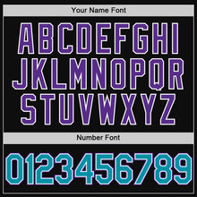 Load image into Gallery viewer, Custom Black Teal-Purple Authentic Throwback Baseball Jersey