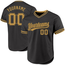 Load image into Gallery viewer, Custom Black Old Gold Authentic Throwback Baseball Jersey